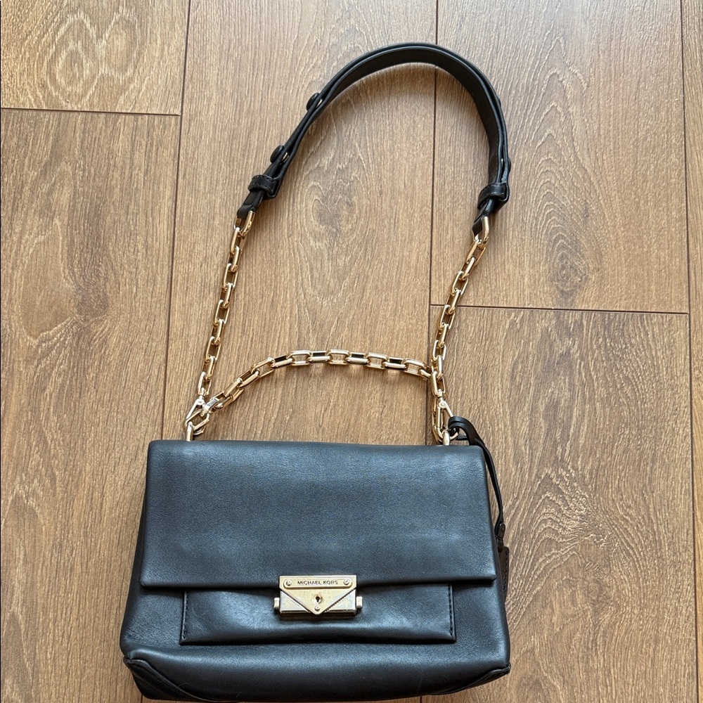 Michael Kors Black Shoulder Bag with Gold Chain